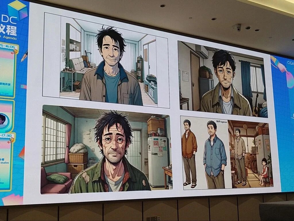 AI 生成的同一角色不同状态对比